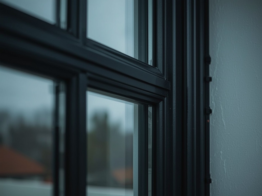 Close-up van antraciet kunststof kozijn met slanke profielen in Gulpen-Wittem