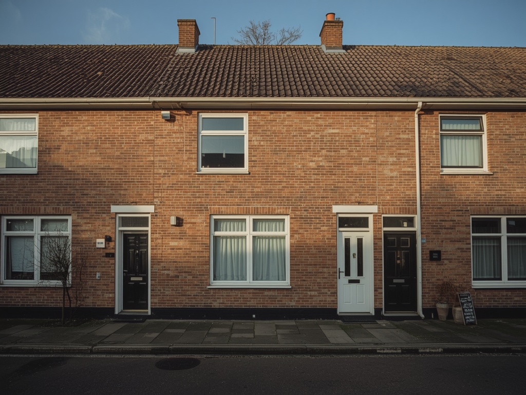 Jaren-60 rijtjeswoning in Simpelveld met crèmewitte kunststof kozijnen