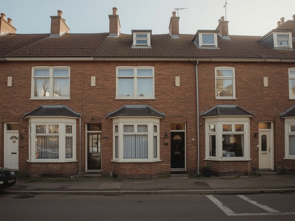 Jaren-60 rijtjeswoning in Vaals met crèmewitte kunststof kozijnen