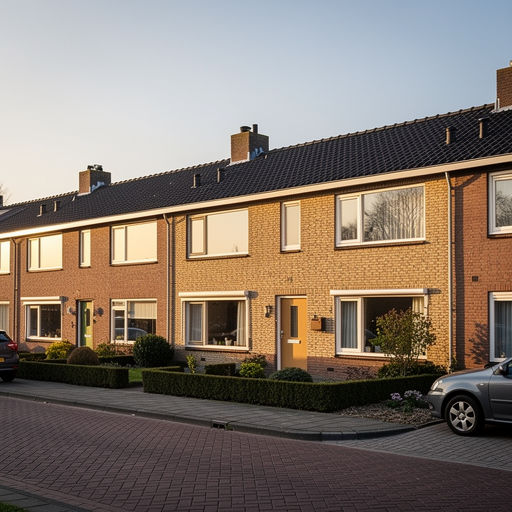 Jaren-60 rijtjeswoning in Beekdaelen met crèmewitte kunststof kozijnen