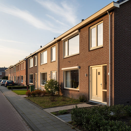 Jaren-60 rijtjeswoning in Voerendaal met crèmewitte kunststof kozijnen