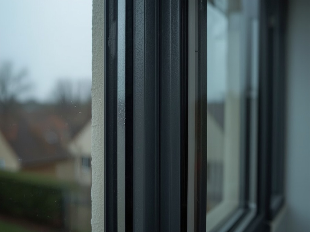 Close-up van antraciet kunststof kozijn met slanke profielen in Voerendaal