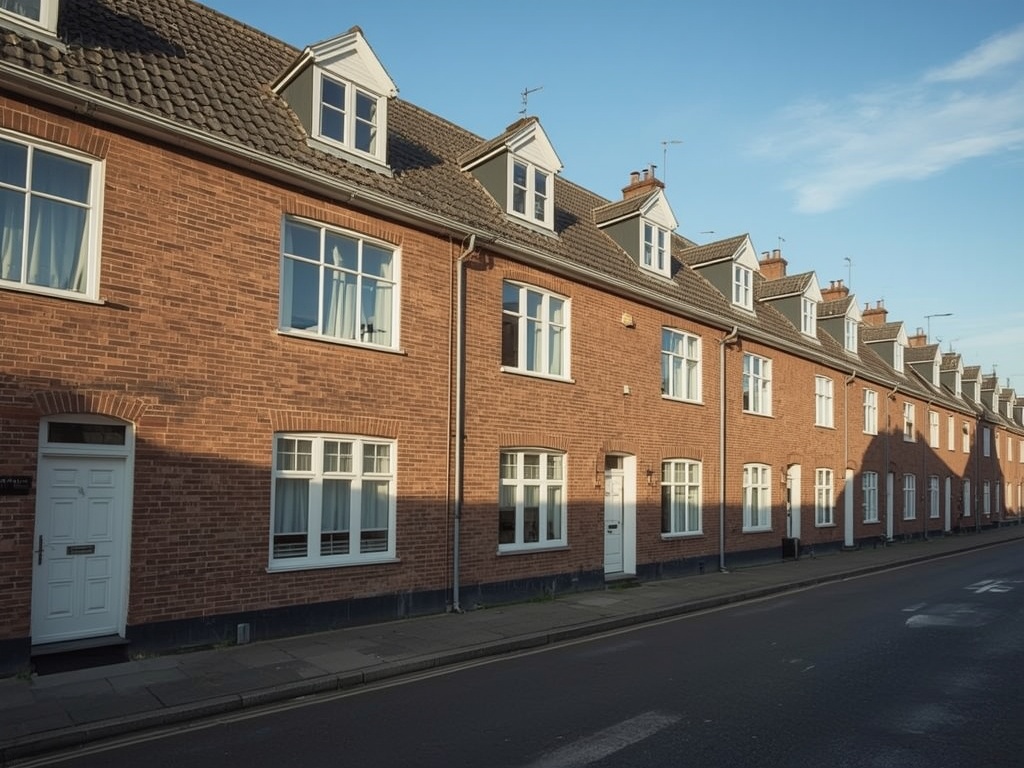 Jaren-60 rijtjeswoning in Landgraaf met crèmewitte kunststof kozijnen