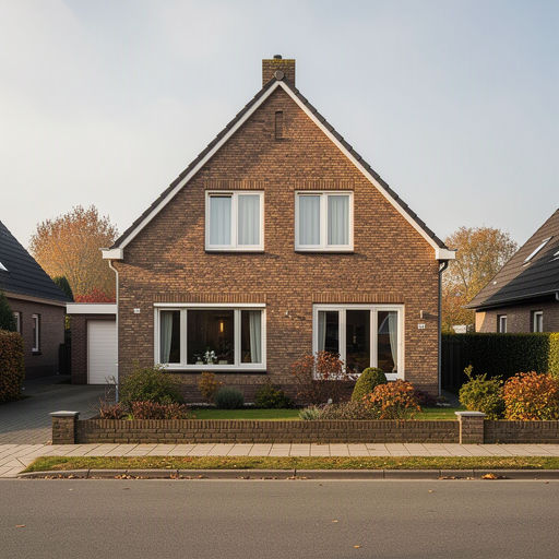 Vrijstaande woning in Hoensbroek met nieuwe witte kunststof kozijnen in een Limburgse heuvellandstraat