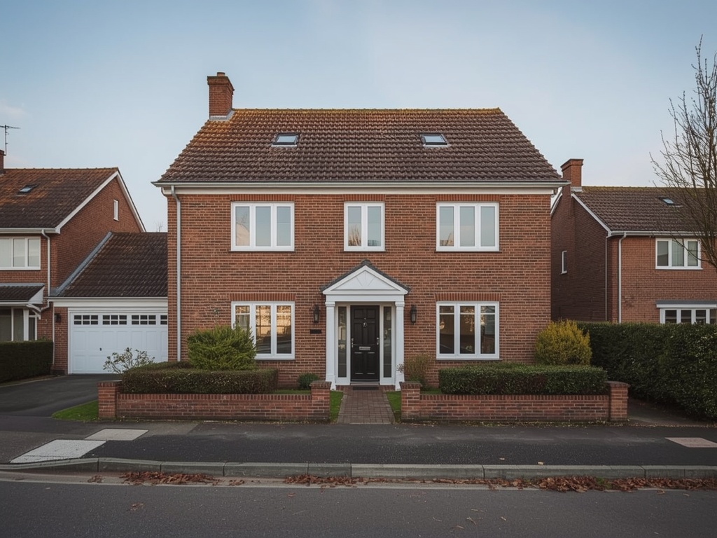 Vrijstaande woning in Landgraaf met nieuwe witte kunststof kozijnen op een heuvelstraat in Limburg