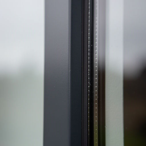 Close-up van antraciet kunststof kozijn met slanke profielen in Kerkrade