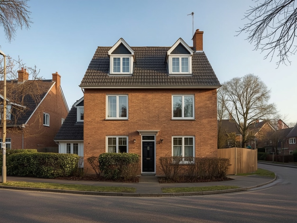 Moderne woning in Heerlen met nieuwe witte kunststof kozijnen in een Limburgse heuvellandschap