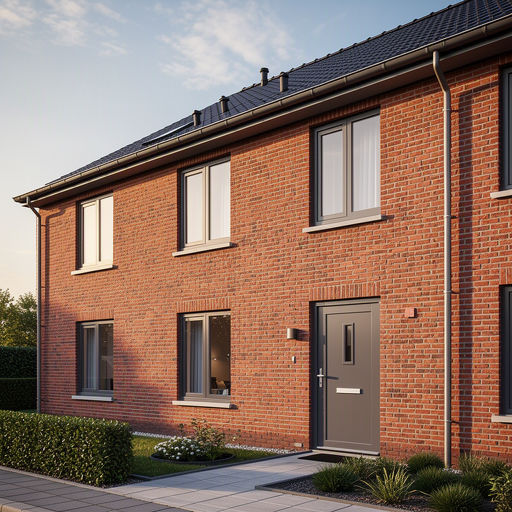 Kunststof kozijnen aan de voorgevel van een woning in Brunssum