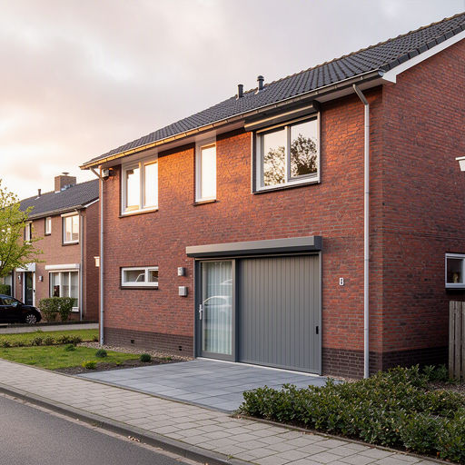Witte kunststof hefschuifpui met HR++ glas in een rijtjeshuis in Brunssum