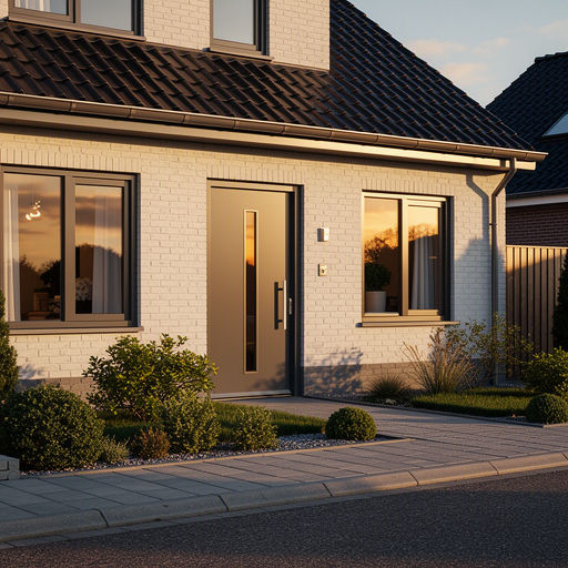 Kunststof voordeur aan de voorgevel van een woning in Brunssum