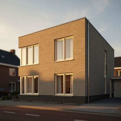 Kunststof kozijnen aan de voorgevel van een rijtjeshuis in Brunssum