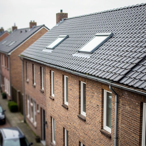 Kunststof dakraam in het schuine dak van een woning in Brunssum