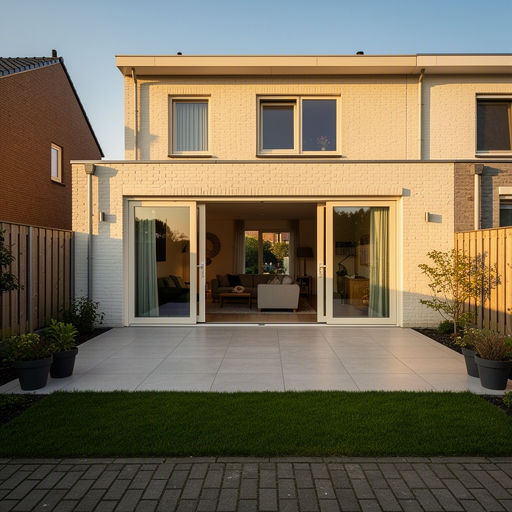 Kunststof schuifpui aan de achtergevel van een woning in Brunssum